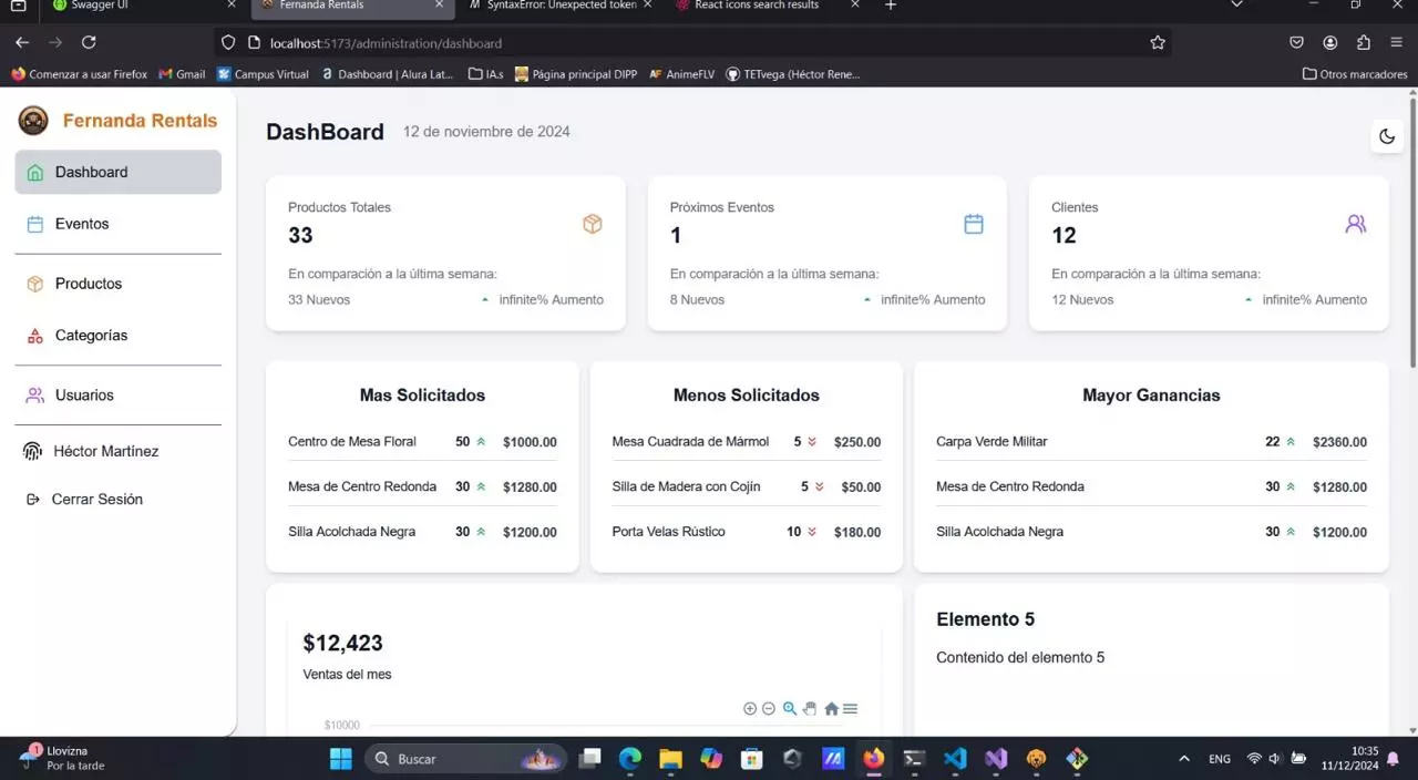 Rentals – Calendario