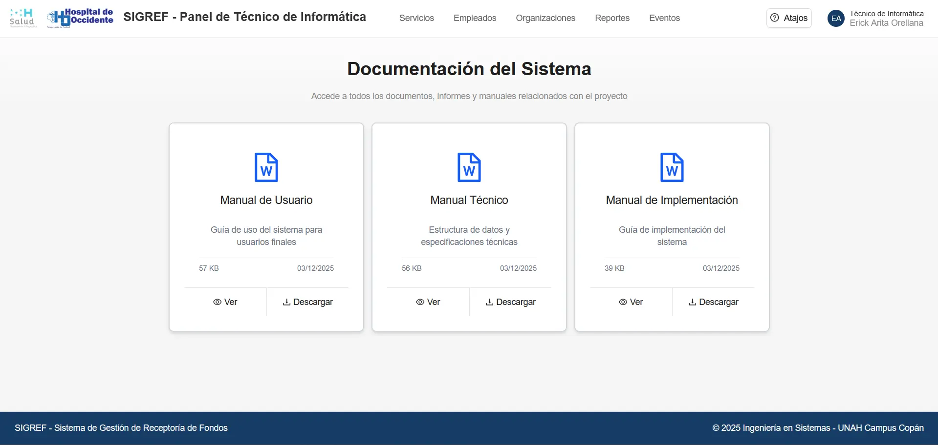 SIGREF – Dashboard principal